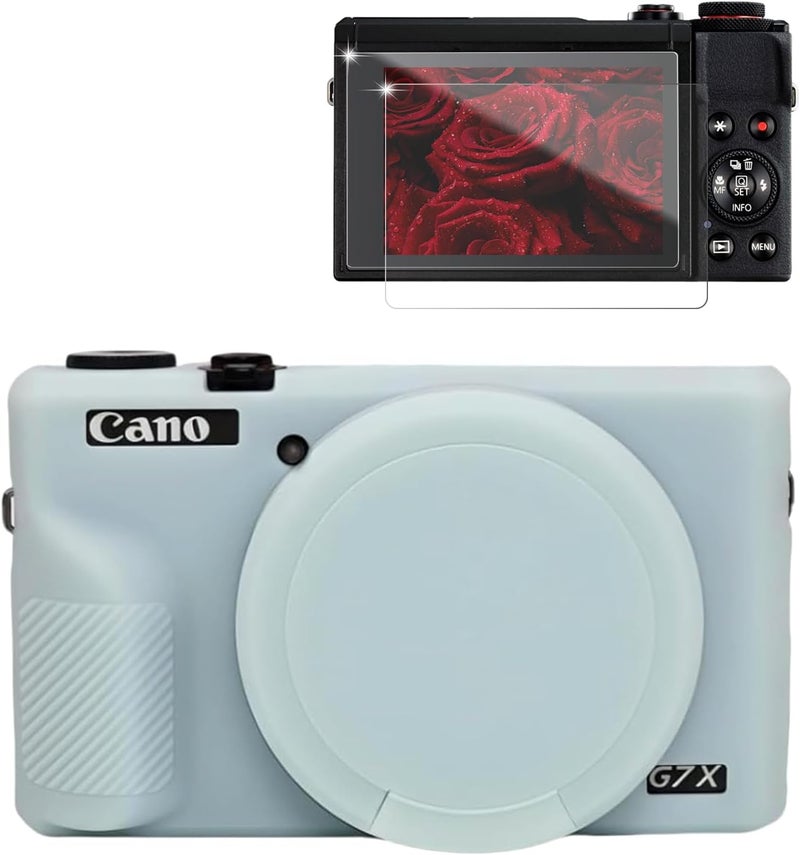 Frevyve Case for Canon G7X Mark III Camera, Soft Silicone Protective Case, Slim Fit Sleeve with Removable Lens Cover and Screen Protector Accessories, Lightweight, Anti-Scratch (Jelly Green) - Image 1